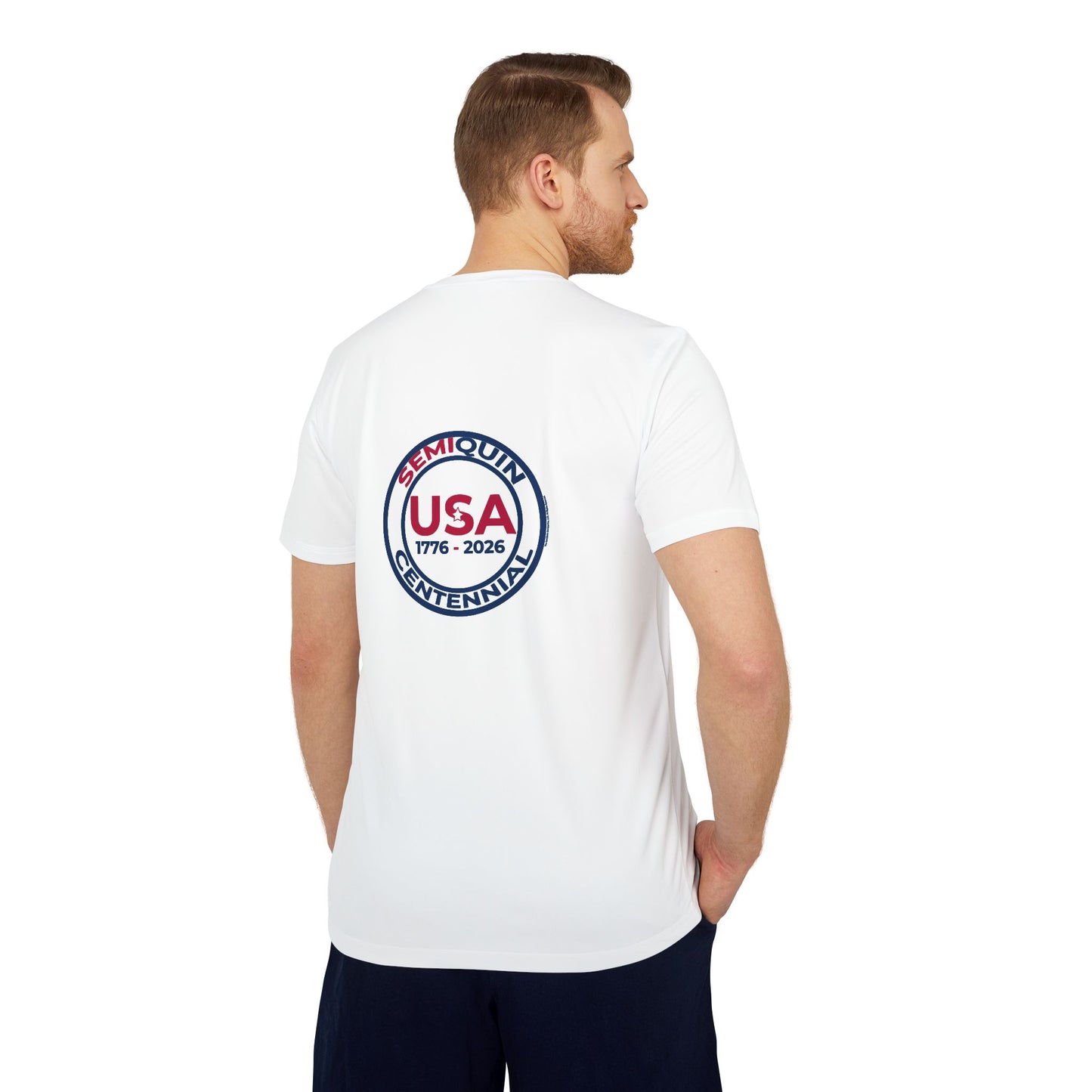 USA SemiQuin Centennial Sport T-Shirt | Unisex Patriotic Athletic Tee | 250-Year Celebration Apparel