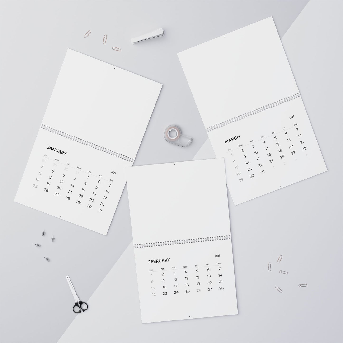SemiQuin Minimalist Wall Calendar 2026 - Modern Design for Yearly Planning
