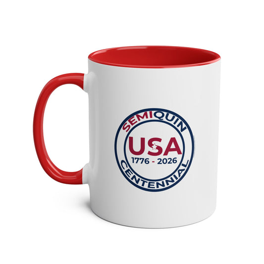 Semiquin 250 Years Two-Tone Coffee Mug, 11oz – Perfect for Celebrations, Patriotic Gift, Americana Collectible, Everyday Use