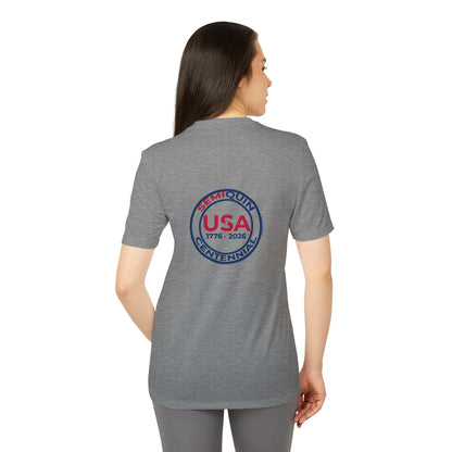 USA SemiQuin Centennial Sport T-Shirt | Unisex Patriotic Athletic Tee | 250-Year Celebration Apparel