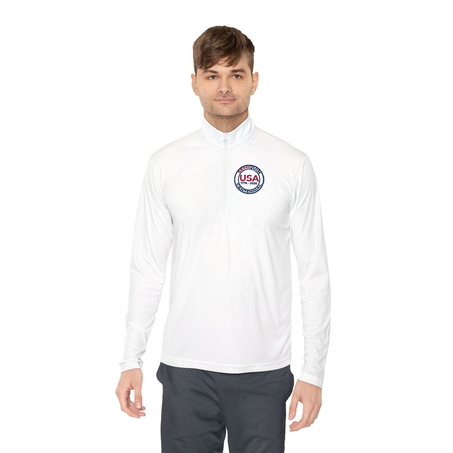 USA SemiQuin Flag Crest Quarter-Zip Pullover