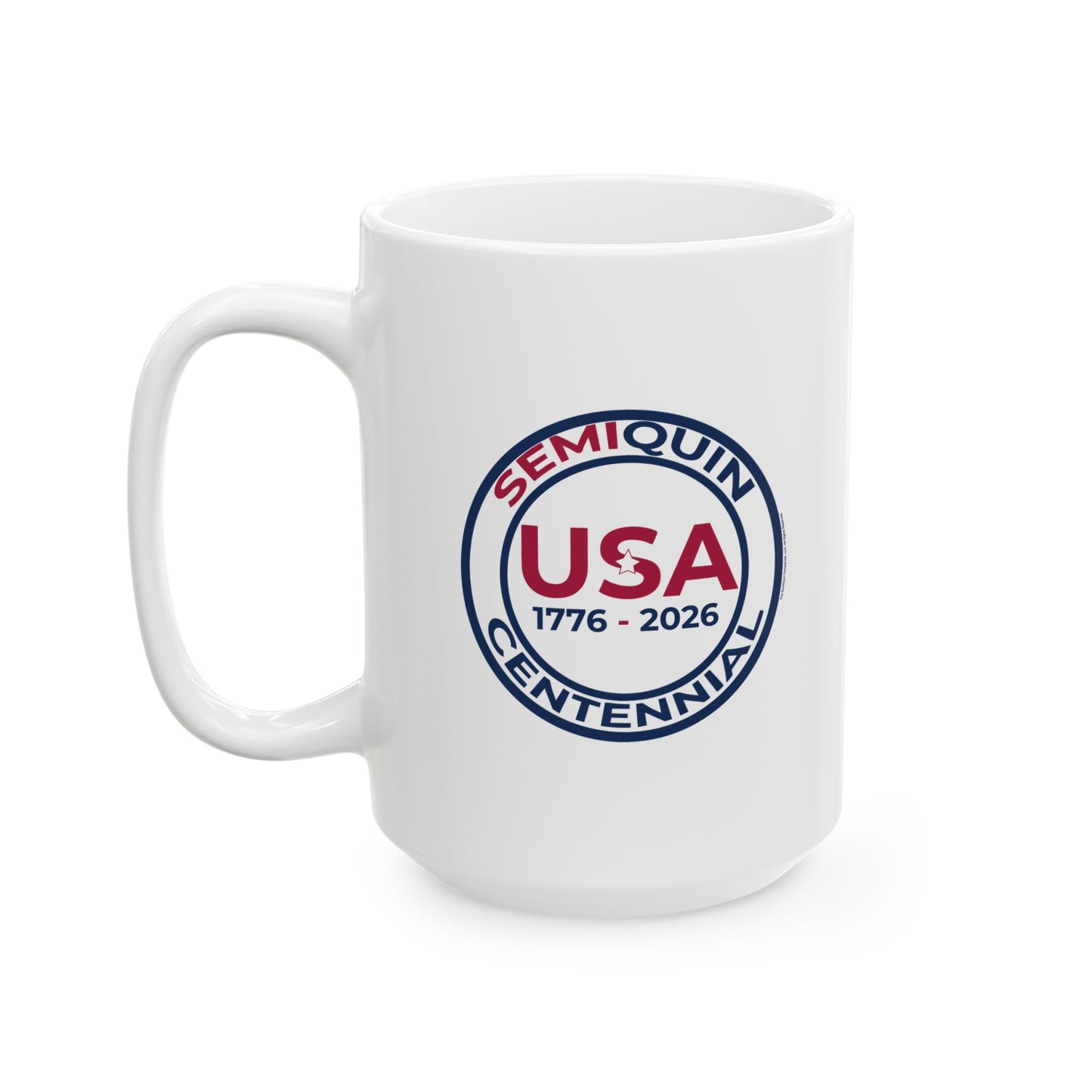 SemiQuin Emblem Ceramic Mug – 11oz Patriotic Coffee & Tea Cup