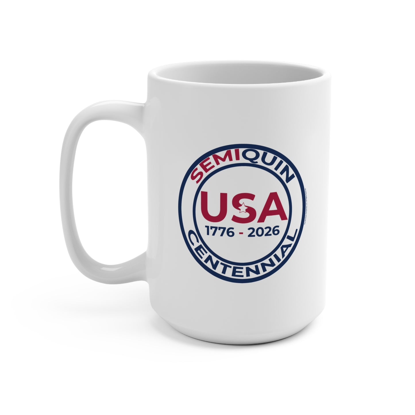 SemiQuin Emblem Ceramic Mug – 15oz | Patriotic Coffee & Tea Cup