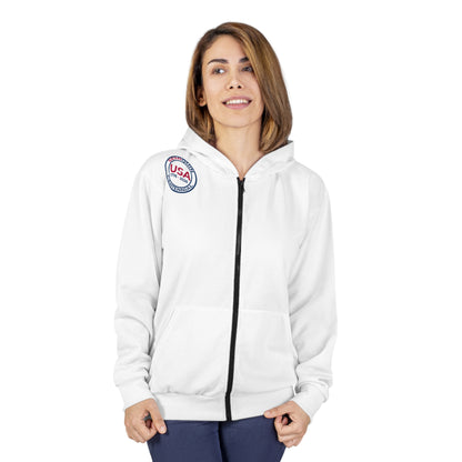 USA SemiQuin Logo Zip Hoodie — Patriotic American Flag Emblem